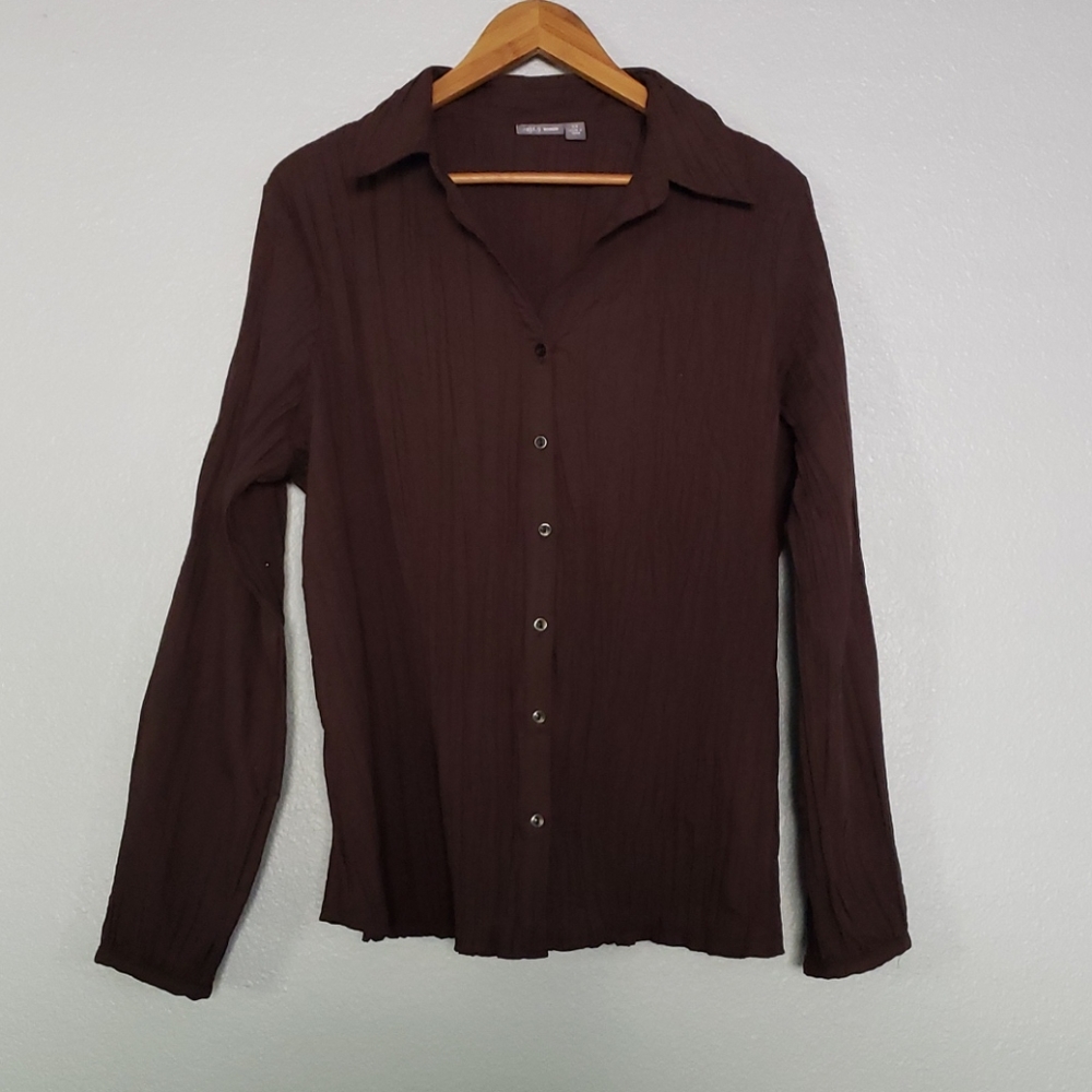 🔵 2 for $15  Apt 9 Brown Button Up Shirt